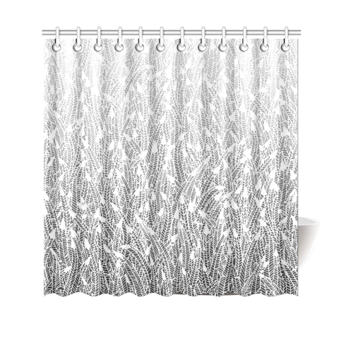 grey ombre feathers pattern white Shower Curtain 69"x70"