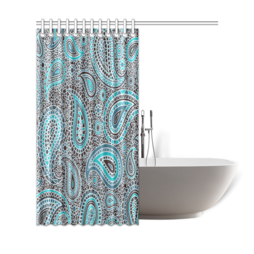 blue paisley mosaic design Shower Curtain 69"x72"