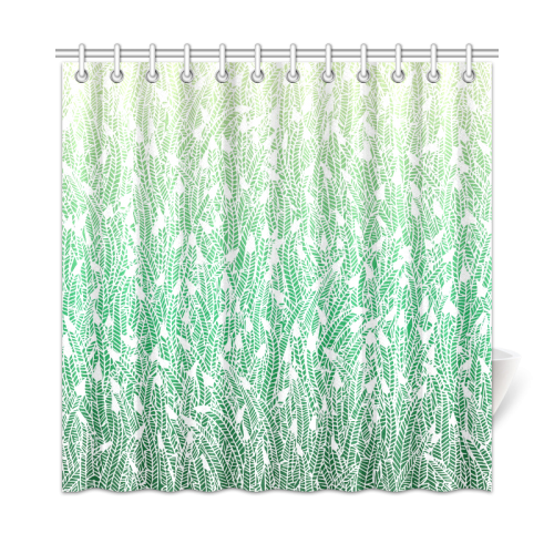 green ombre feathers pattern white Shower Curtain 72"x72"