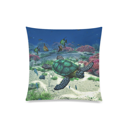 Sea Turtle Custom Zippered Pillow Case 20"x20"(Twin Sides)