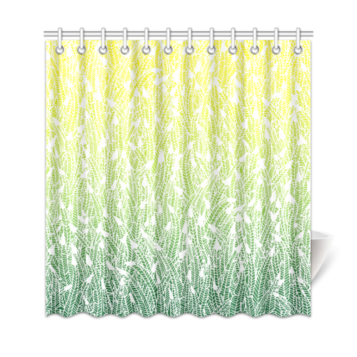 yellow green ombre feathers pattern white Shower Curtain 69"x72"