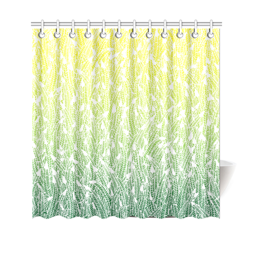 yellow green ombre feathers pattern white Shower Curtain 69"x70"