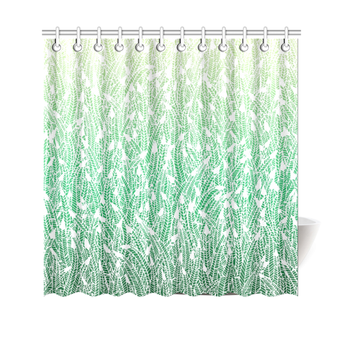 green ombre feathers pattern white Shower Curtain 69"x70"