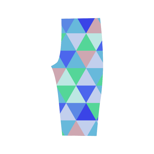 Blue Geometric Triangle Pattern Hestia Cropped Leggings (Model L03)
