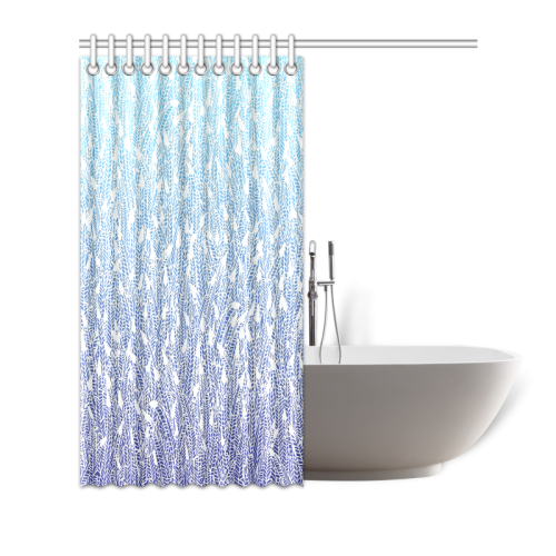 blue ombre feather pattern Shower Curtain 72"x72"