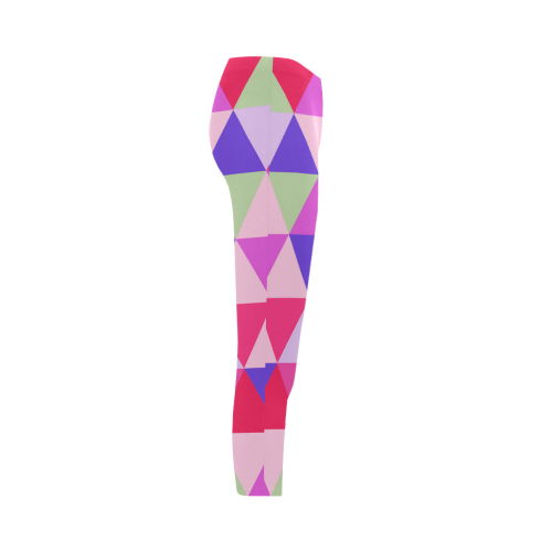 Pink Geometric Triangle Pattern Capri Legging (Model L02)