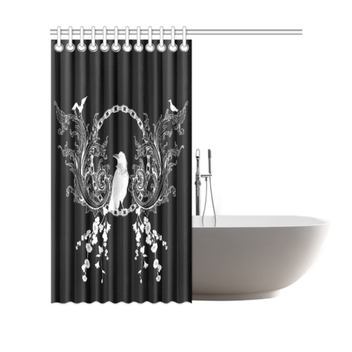 Crow in black and white Shower Curtain 69"x70"