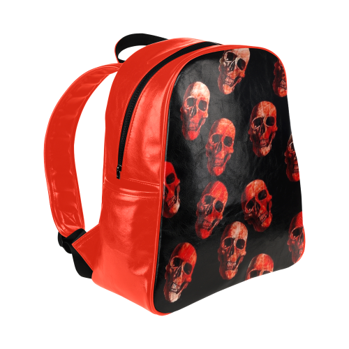 skulls red Multi-Pockets Backpack (Model 1636)