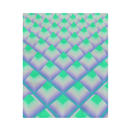 Neon Green 3d Pyramids Duvet Cover 86"x70" ( All-over-print)