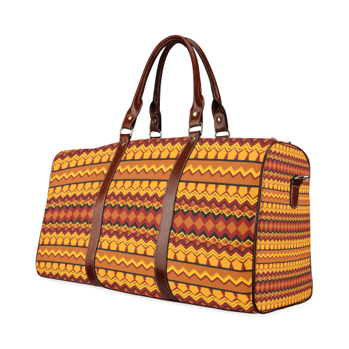 Gold Tribal Pattern Waterproof Travel Bag/Small (Model 1639)