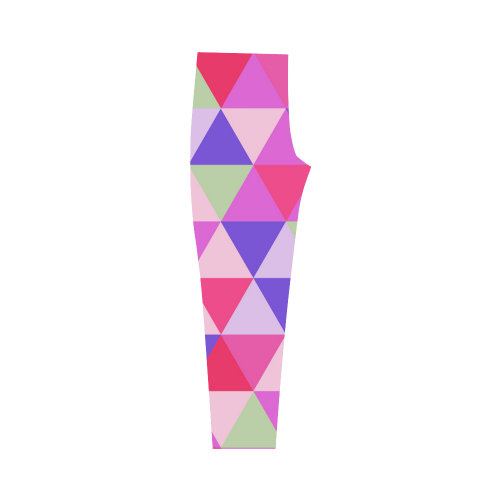 Pink Geometric Triangle Pattern Capri Legging (Model L02)