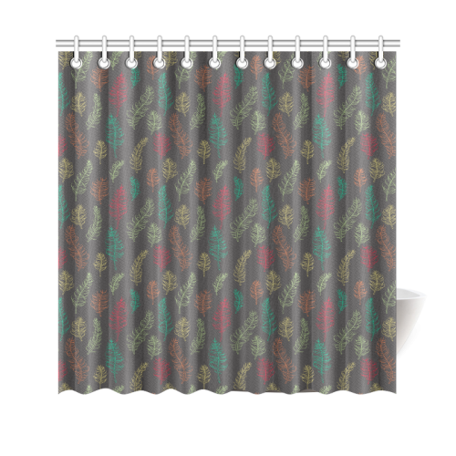 green orange red feather leaves on grey Shower Curtain 69"x70"