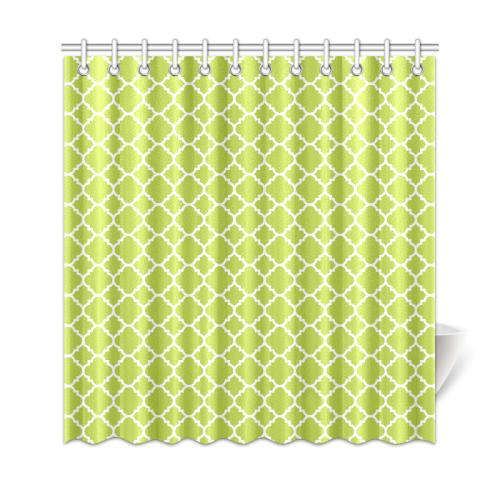 spring green white quatrefoil classic pattern Shower Curtain 69"x72"