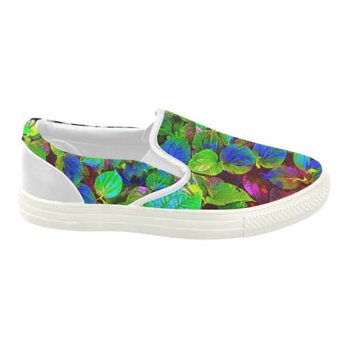 Foliage #7 - Jera Nour Women's Slip-on Canvas Shoes (Model 019)