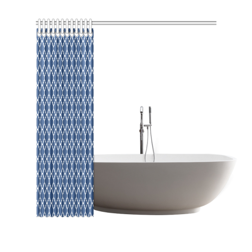 dark blue white quatrefoil classic pattern Shower Curtain 69"x70"