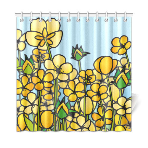 buttercup flower field yellow floral arrangement Shower Curtain 72"x72"