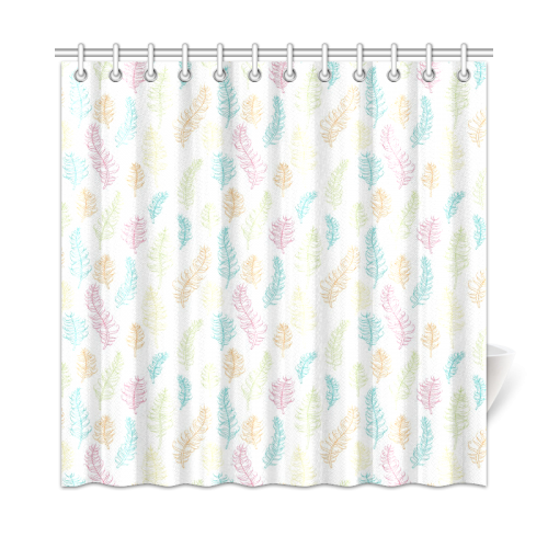 fun feather pattern teal pink orange green Shower Curtain 72"x72"