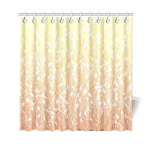 yellow orange ombre feather pattern white Shower Curtain 69"x70"