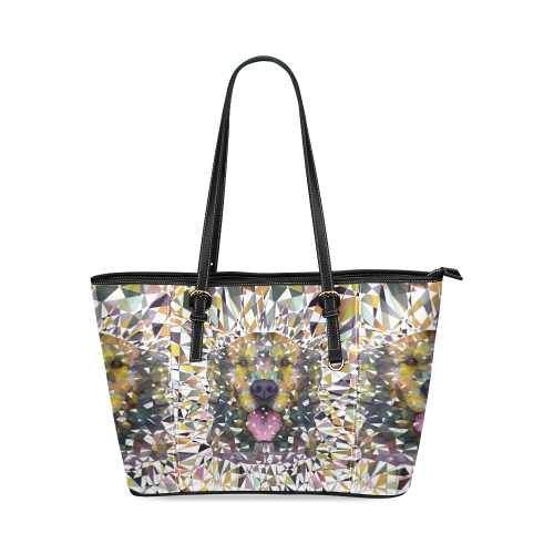 rainbow dog Leather Tote Bag/Small (Model 1640)