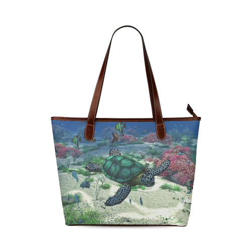 Sea Turtle Shoulder Tote Bag (Model 1646)