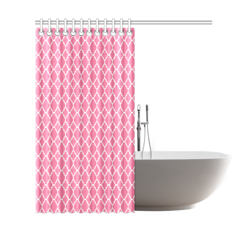 pink white quatrefoil classic pattern Shower Curtain 69"x70"