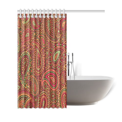 red paisley mosaic pattern Shower Curtain 69"x72"