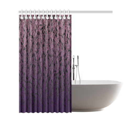 pink purple ombre feather pattern black Shower Curtain 69"x70"
