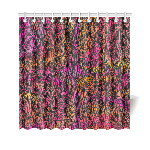 pink yellow black feather pattern Shower Curtain 69"x70"