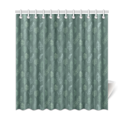 green whimsical feather leaves pattern Shower Curtain 69"x72"