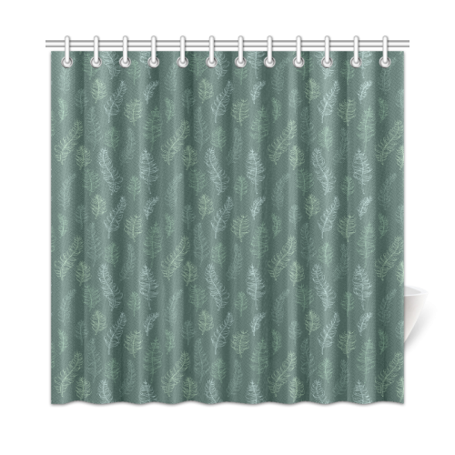 green whimsical feather leaves pattern Shower Curtain 72"x72"