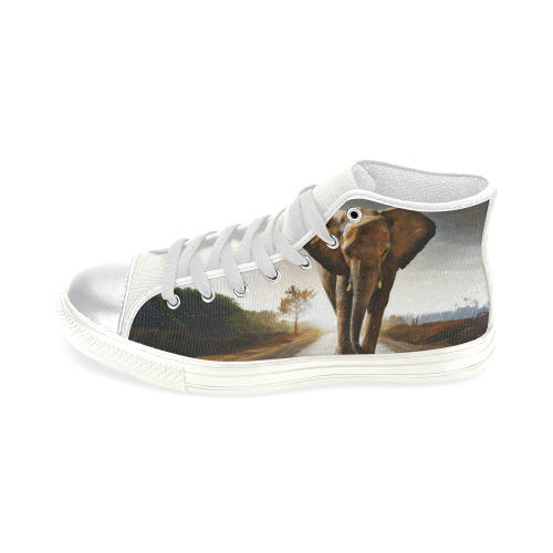 The Elephant Women's Classic High Top Canvas Shoes (Model 017)