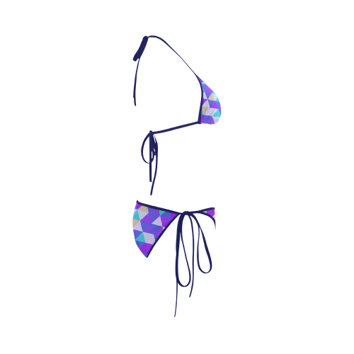 Purple Geometric Triangle Pattern Custom Bikini Swimsuit