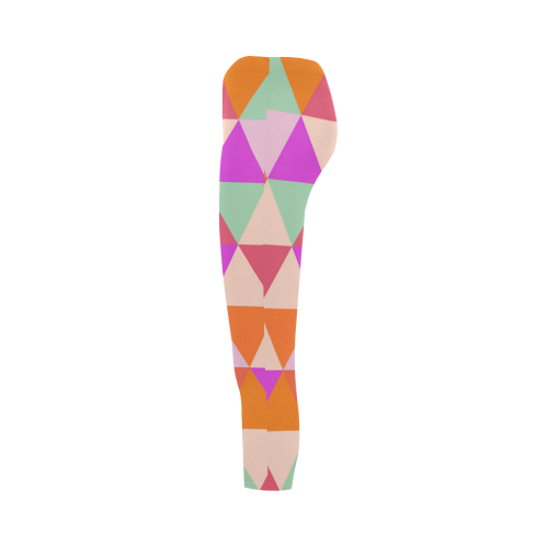 Orange Geometric Triangle Pattern Capri Legging (Model L02)