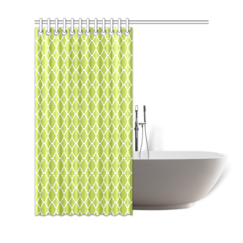 spring green white quatrefoil classic pattern Shower Curtain 69"x72"