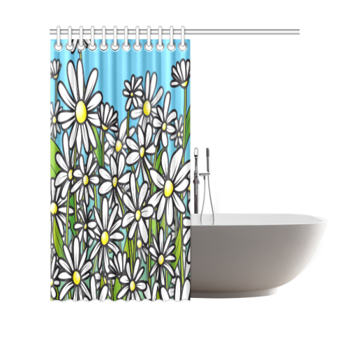 white daisy field flowers Shower Curtain 69"x70"