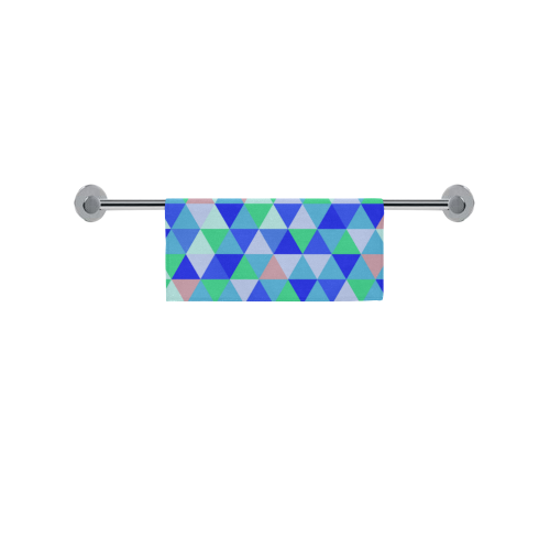 Blue Geometric Triangle Pattern Square Towel 13“x13”