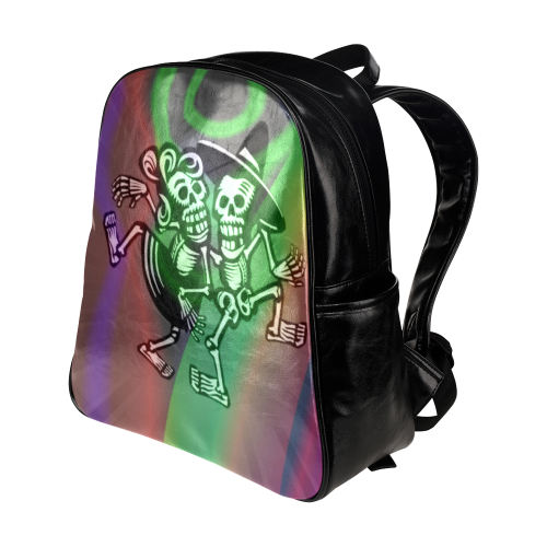 lets dance - Skulls colorful Multi-Pockets Backpack (Model 1636)