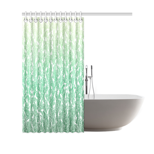 green ombre feathers pattern white Shower Curtain 69"x70"