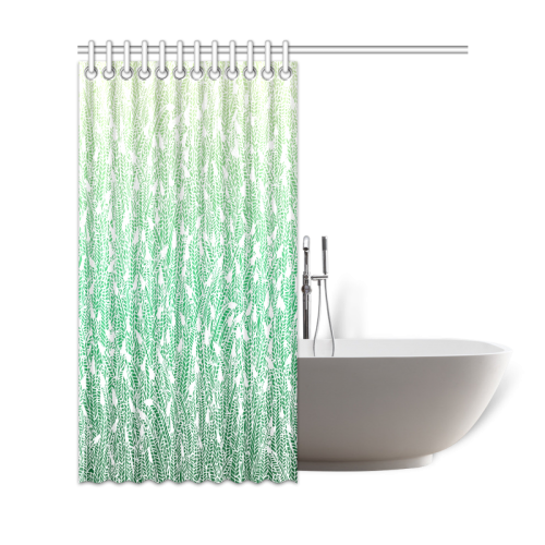 green ombre feathers pattern white Shower Curtain 69"x72"