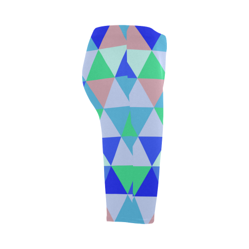 Blue Geometric Triangle Pattern Hestia Cropped Leggings (Model L03)