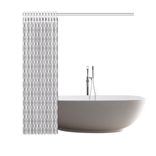 grey white quatrefoil classic pattern Shower Curtain 69"x70"