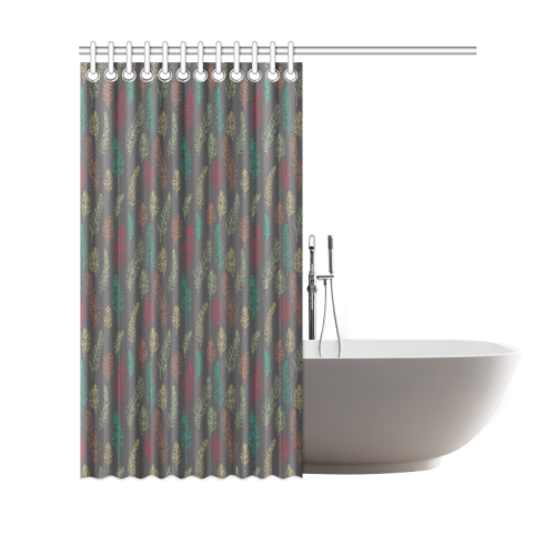 green orange red feather leaves on grey Shower Curtain 69"x70"