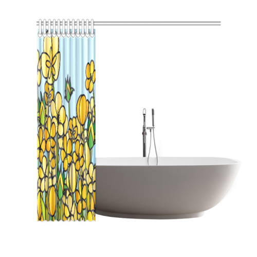 buttercup flower field yellow floral arrangement Shower Curtain 69"x70"