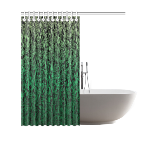 green ombre feathers pattern black Shower Curtain 69"x70"