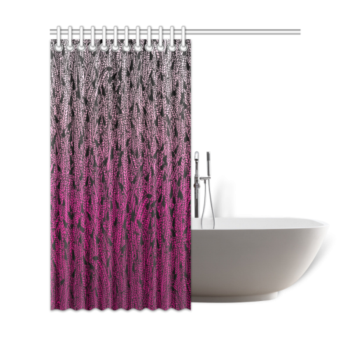 pink ombre feathers pattern black Shower Curtain 69"x72"