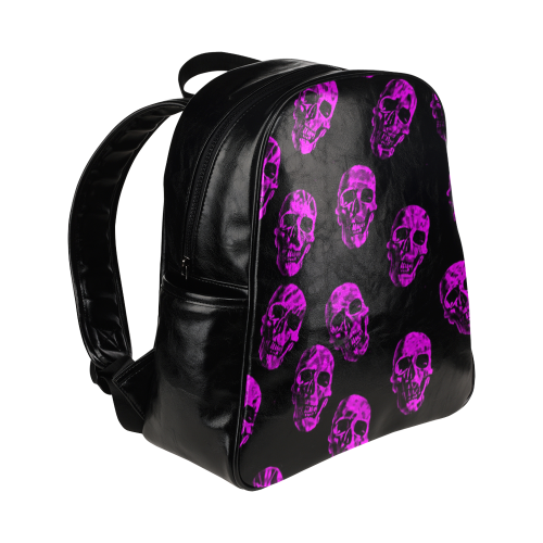 purple skulls Multi-Pockets Backpack (Model 1636)