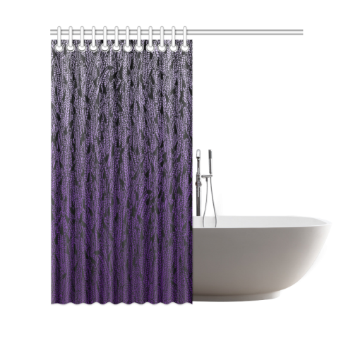purple ombre feathers pattern black Shower Curtain 69"x70"