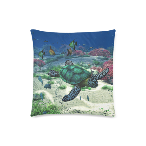 Sea Turtle Custom Zippered Pillow Case 18"x18"(Twin Sides)