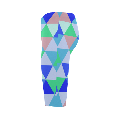 Blue Geometric Triangle Pattern Hestia Cropped Leggings (Model L03)