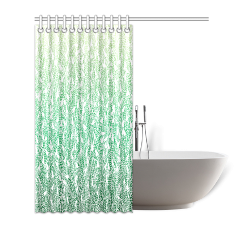 green ombre feathers pattern white Shower Curtain 72"x72"